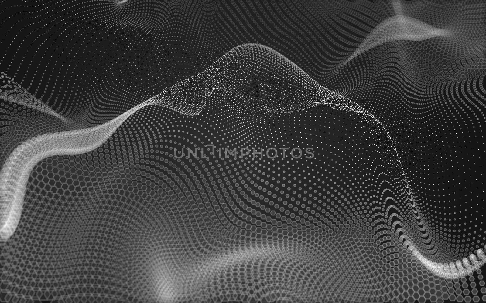 Abstract polygonal space low poly dark background, 3d rendering by teerawit