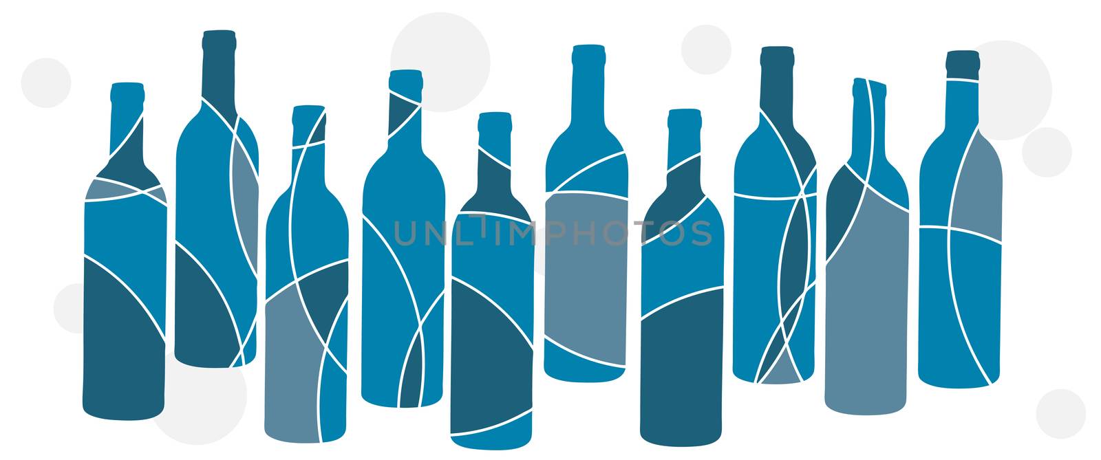 An abstract blue wine bottle illustration