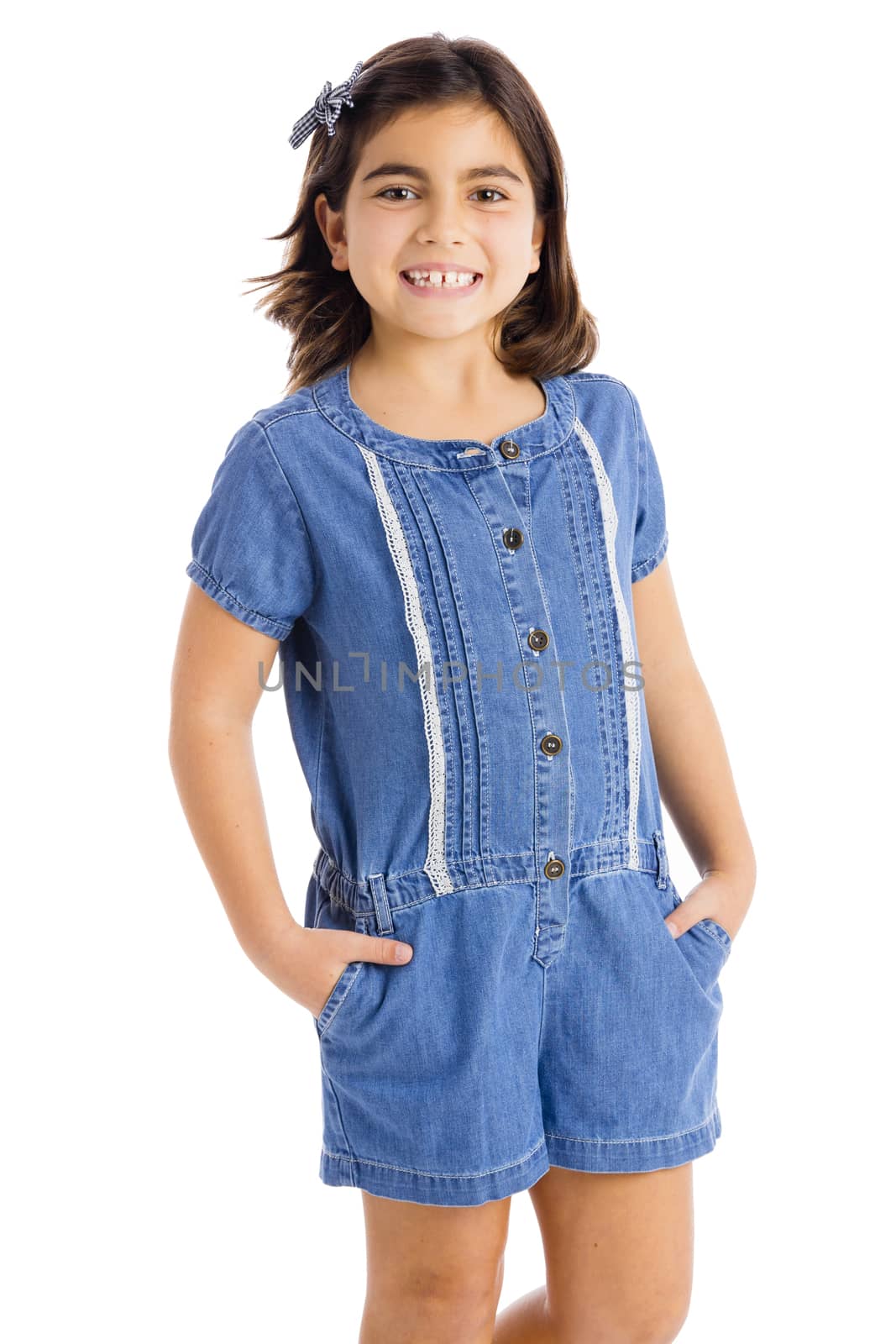 Studio portrait of a beautiful girl, isolated over white background