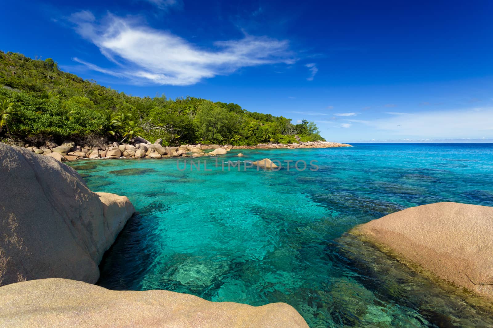 Beautiful view of Anze Lazio beach in Praslin, Seychelles