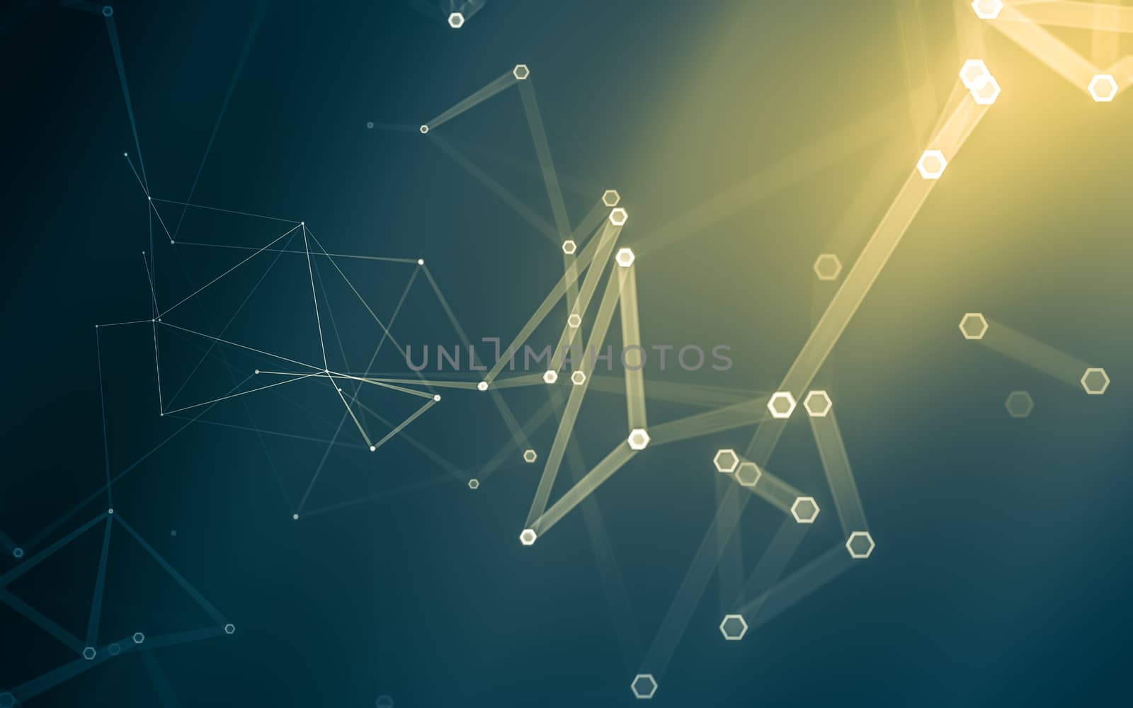 Abstract polygonal space low poly dark background with connecting dots and lines. Connection structure. 3d rendering