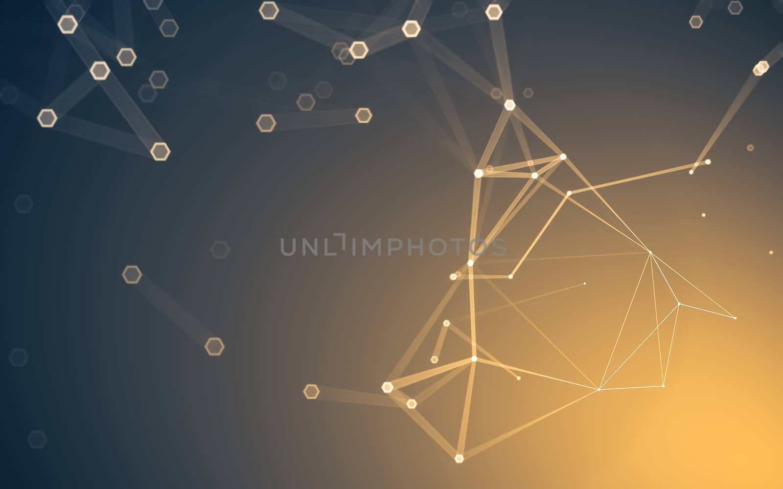 Abstract polygonal space low poly dark background with connecting dots and lines. Connection structure. 3d rendering