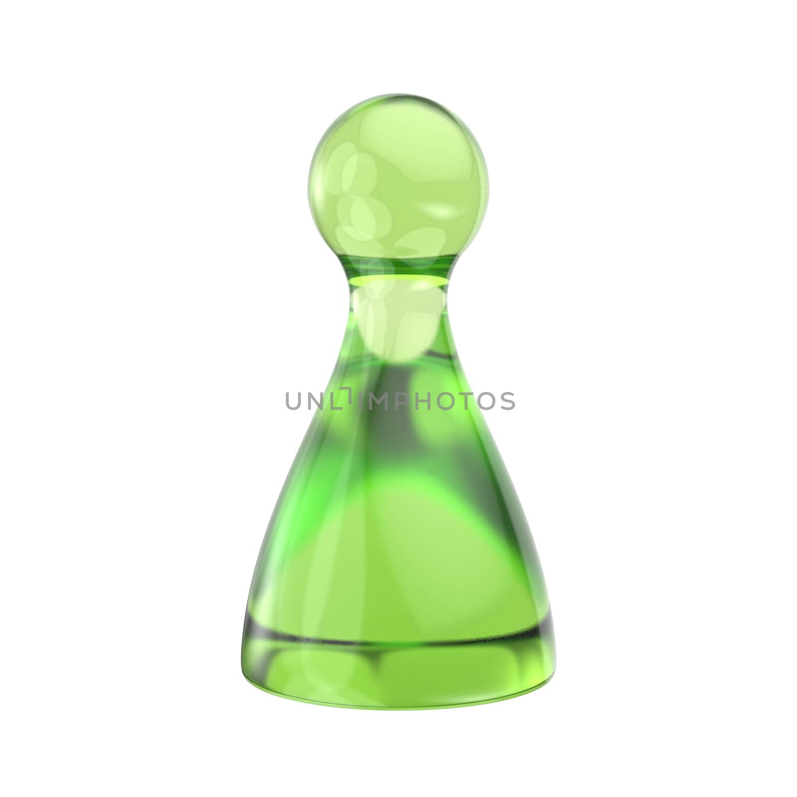 Green game figure. 3D render illustration isolated on white background