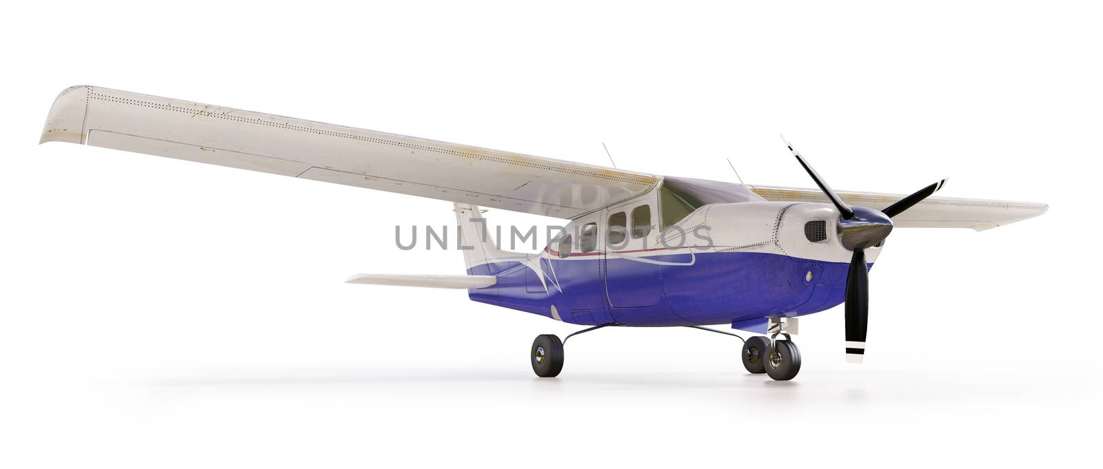 3d render: small tourist plane isolated on white