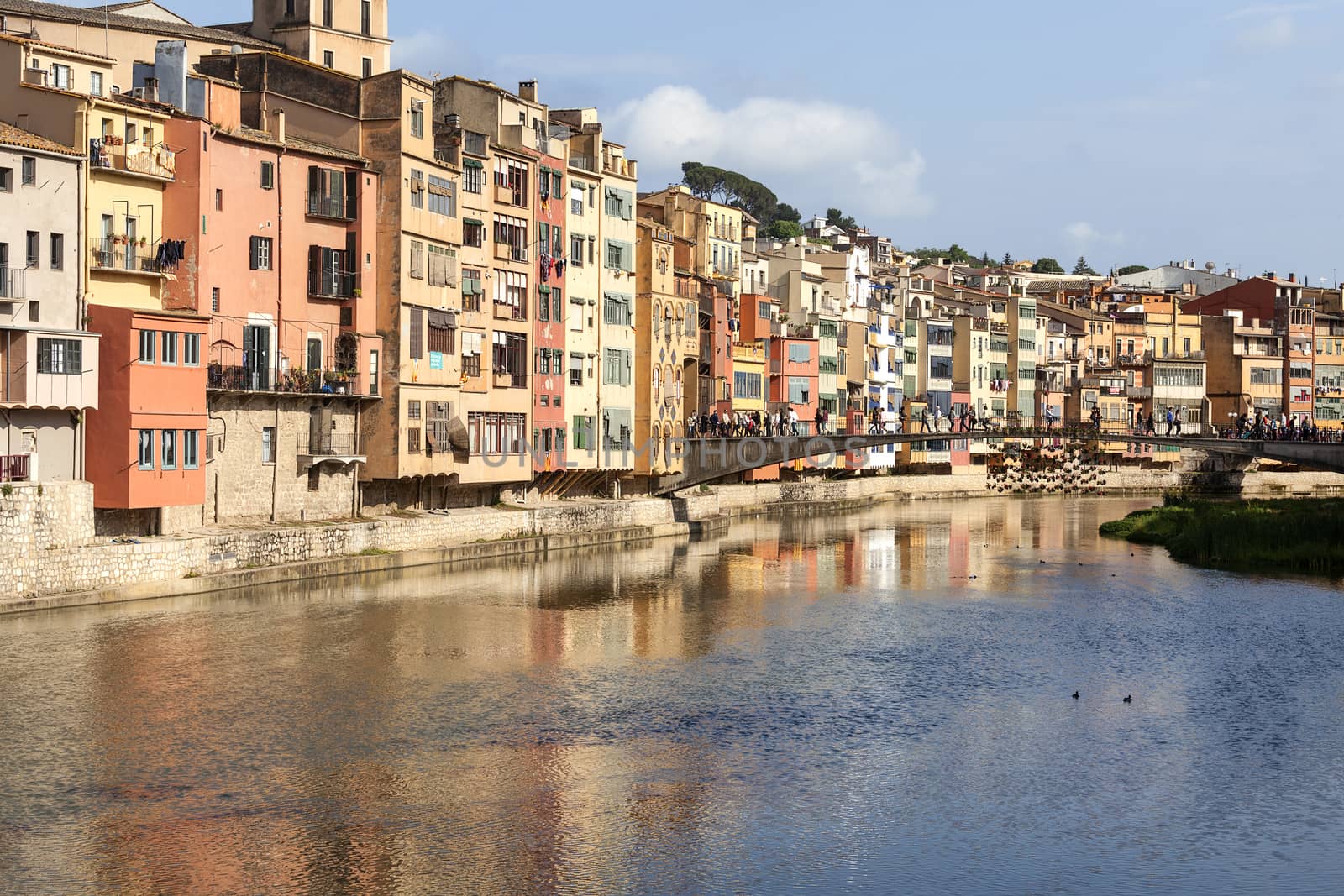 Colorful houses on the river Onyar and  the Princess Bridge, Girona, Spain by mychadre77