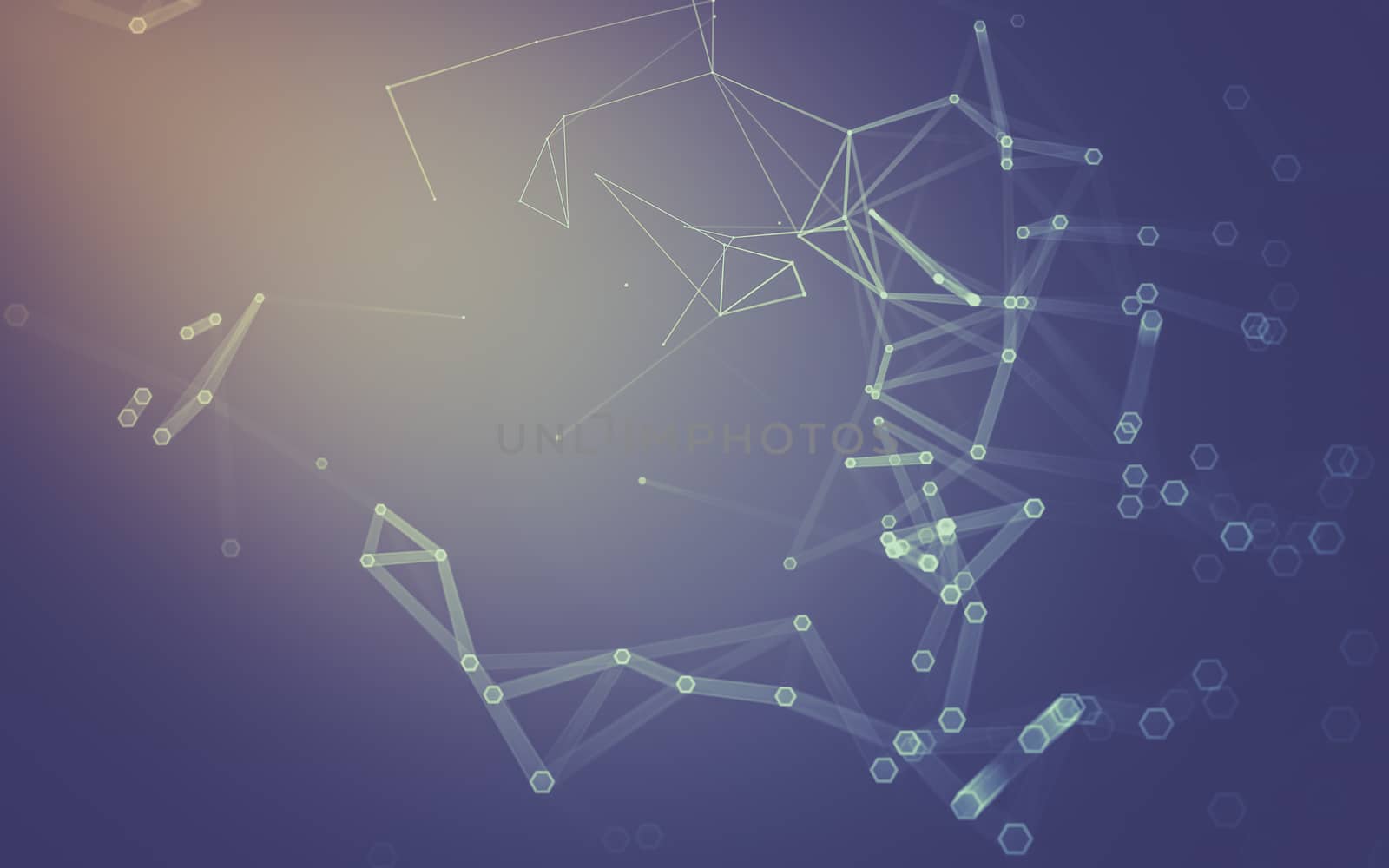 Abstract polygonal space low poly dark background with connecting dots and lines. Connection structure. 3d rendering