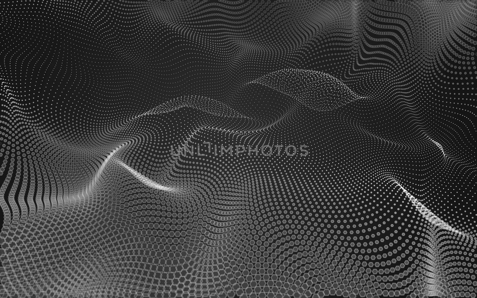 Abstract polygonal space low poly dark background with connecting dots and lines. Connection structure. 3d rendering