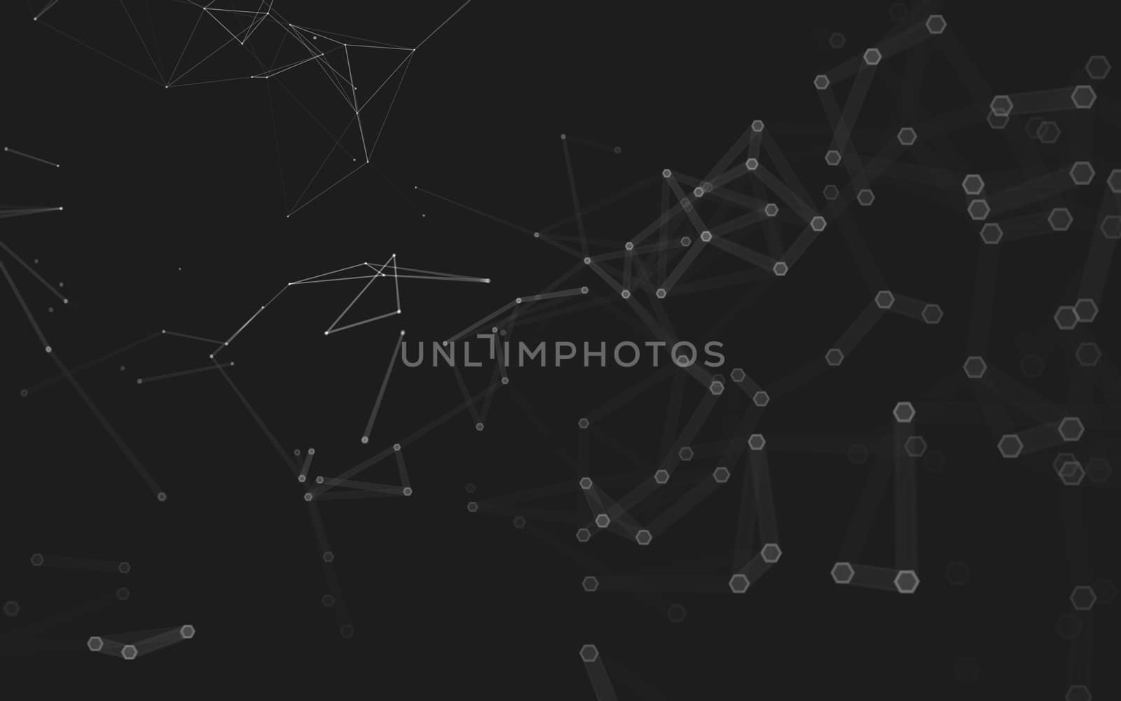 Abstract polygonal space low poly dark background with connecting dots and lines. Connection structure. 3d rendering