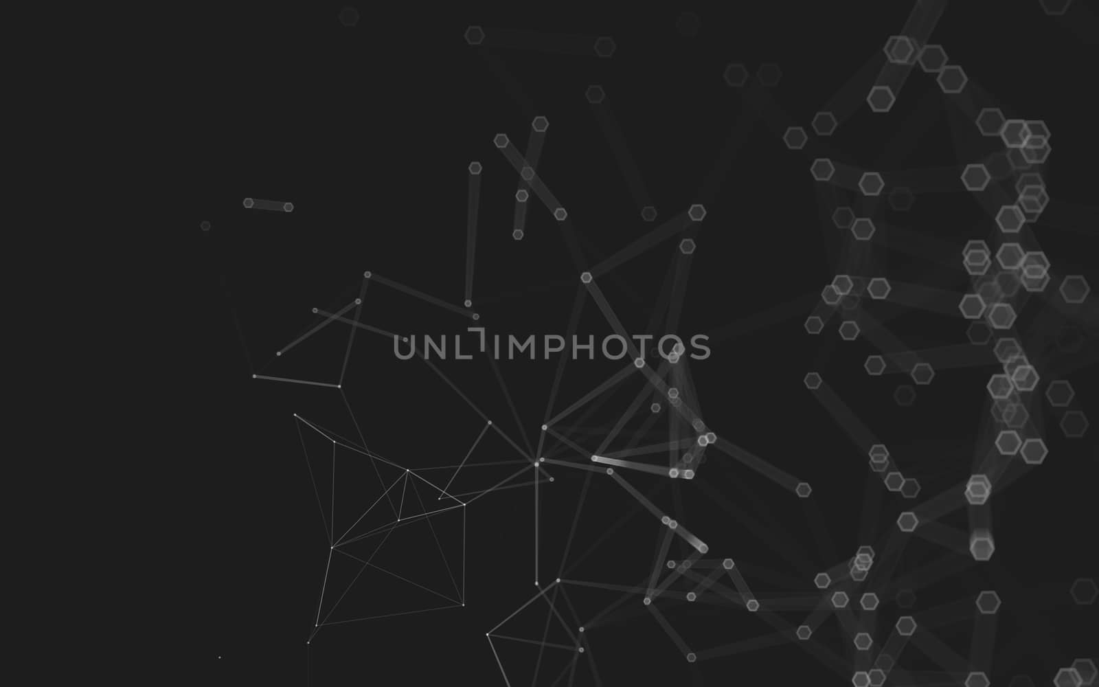 Abstract polygonal space low poly dark background with connecting dots and lines. Connection structure. 3d rendering