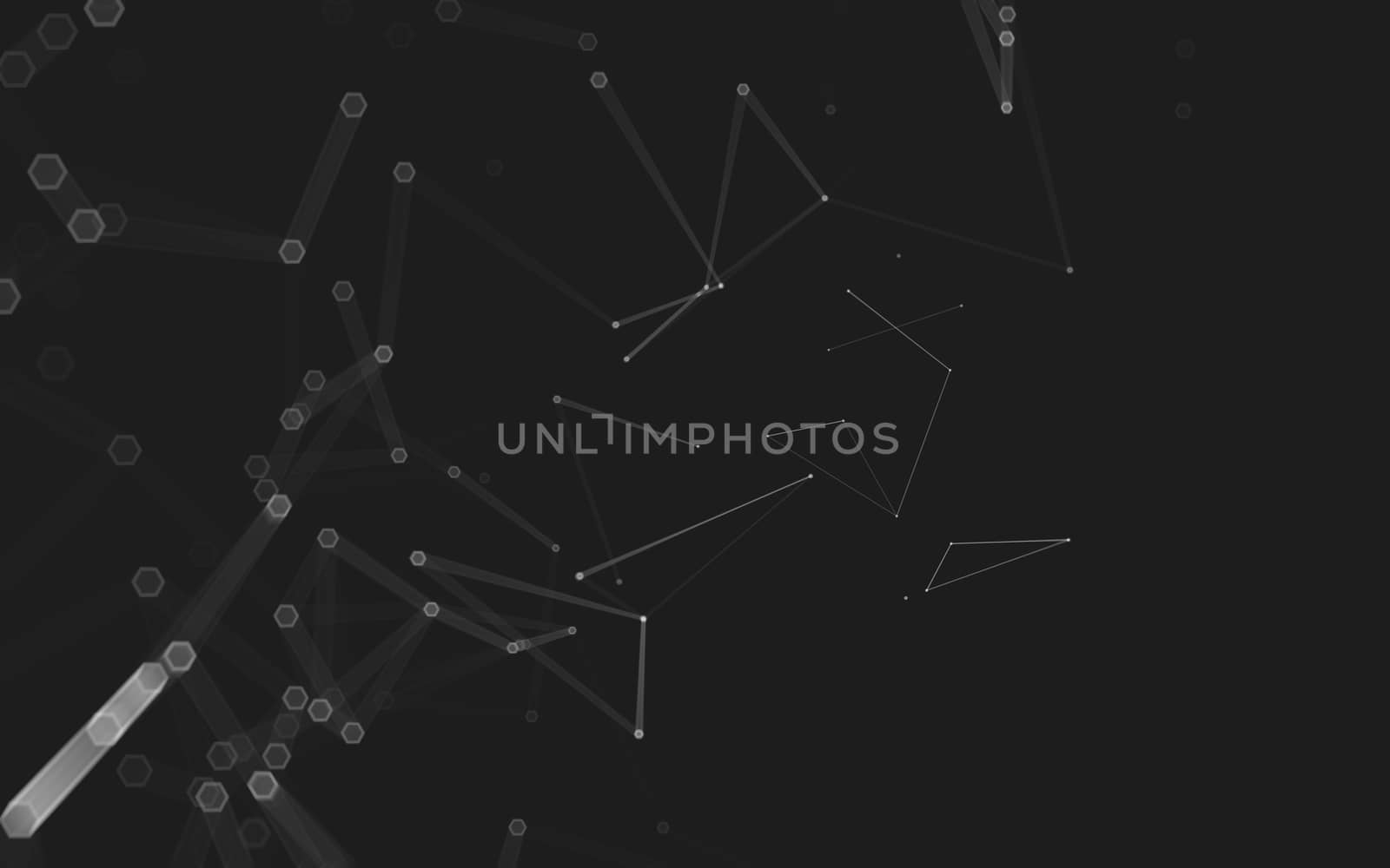 Abstract polygonal space low poly dark background with connecting dots and lines. Connection structure. 3d rendering