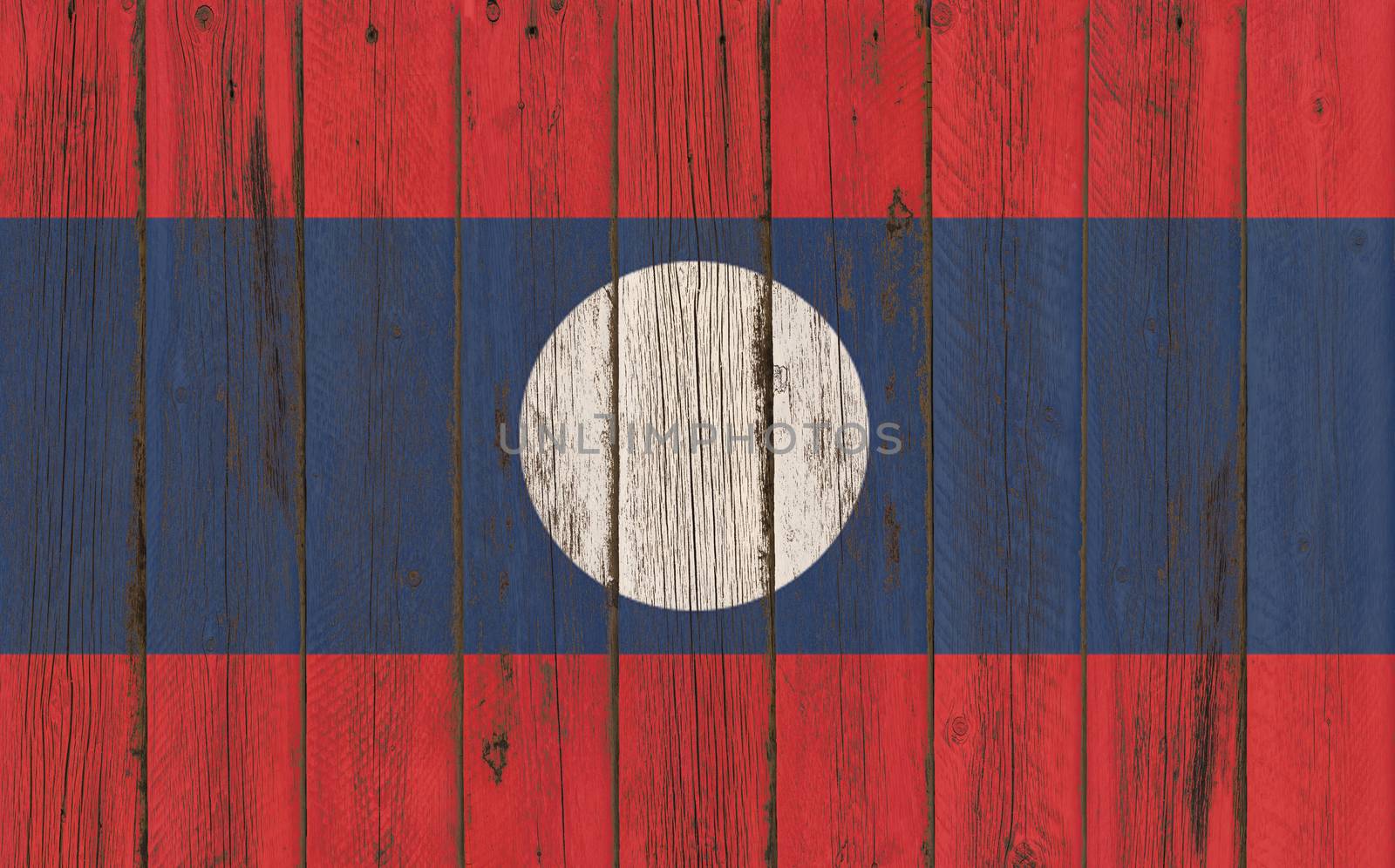 Flag of Laos painted on wooden frame