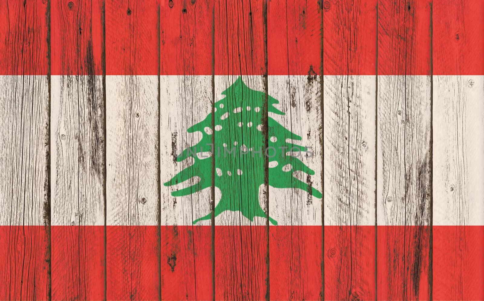 
Flag of Lebanon painted on wooden frame