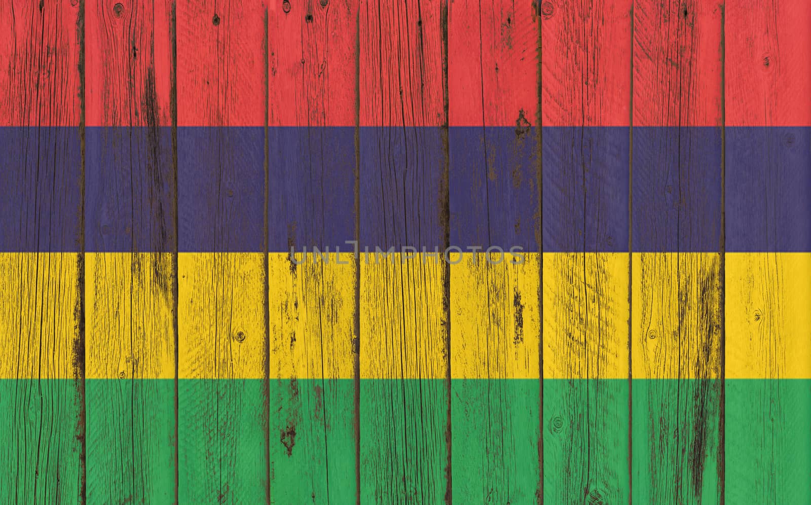 mauritius flag on old wood texture background - old wood backgro by DGolbay