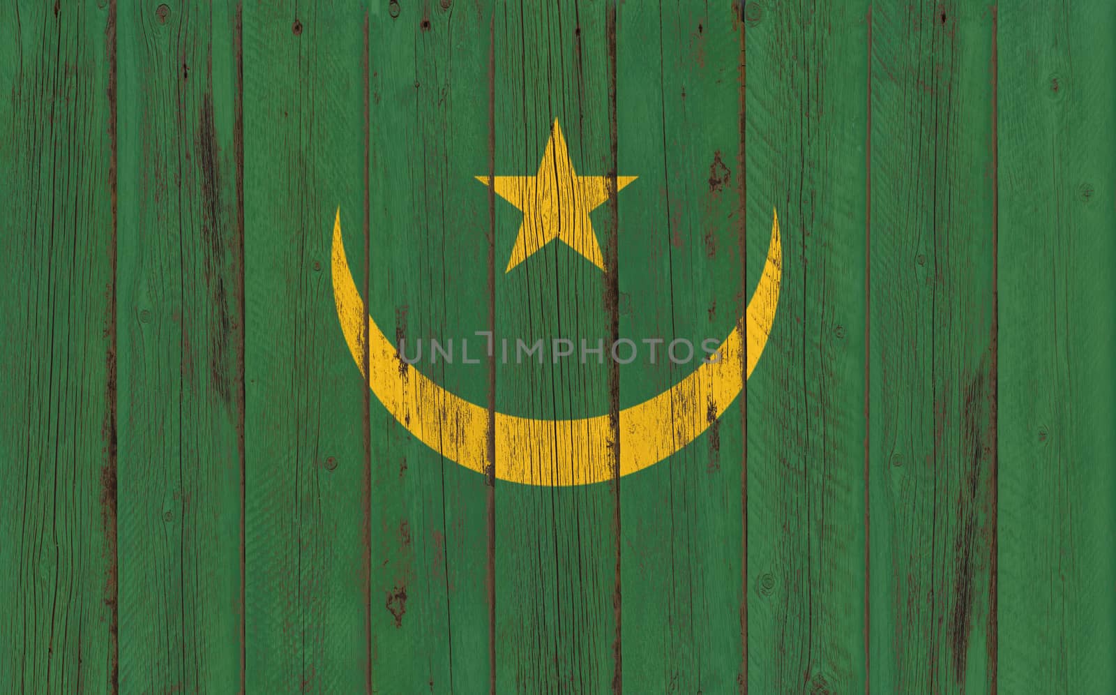 
Flag of Mauritania painted on wooden frame