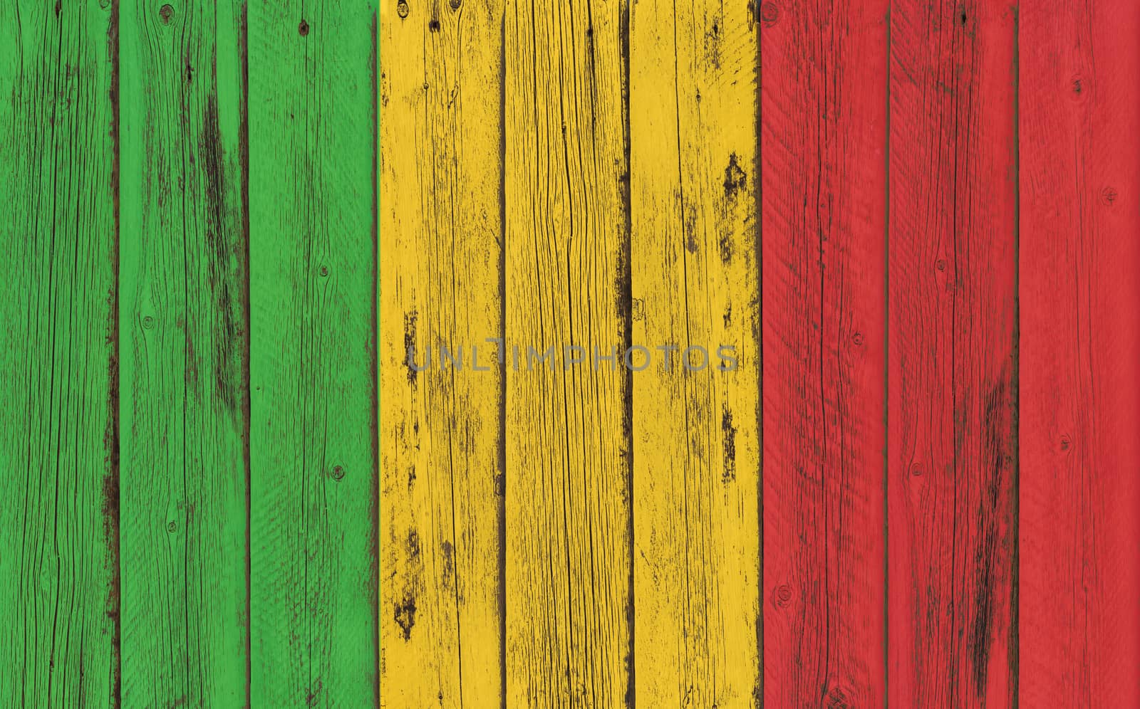 Flag of Mali painted on wooden frame