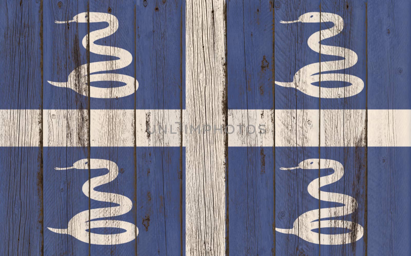 Martinique Flag on wood background