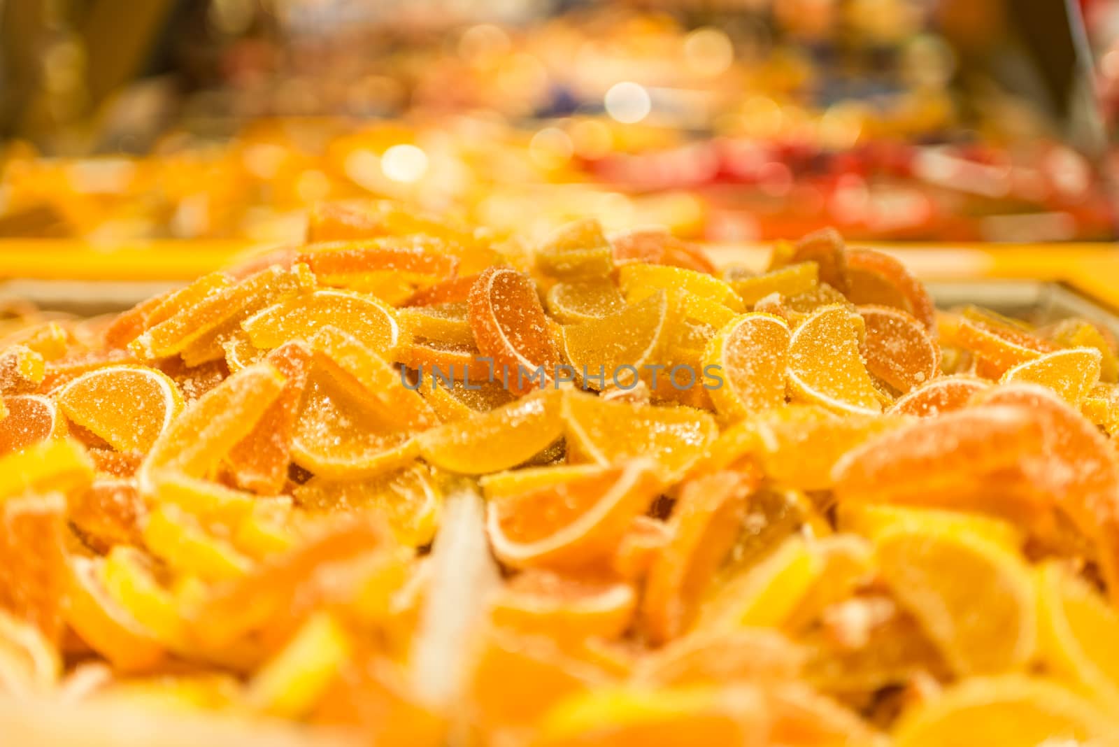 delicious orange marmalade are in shop window