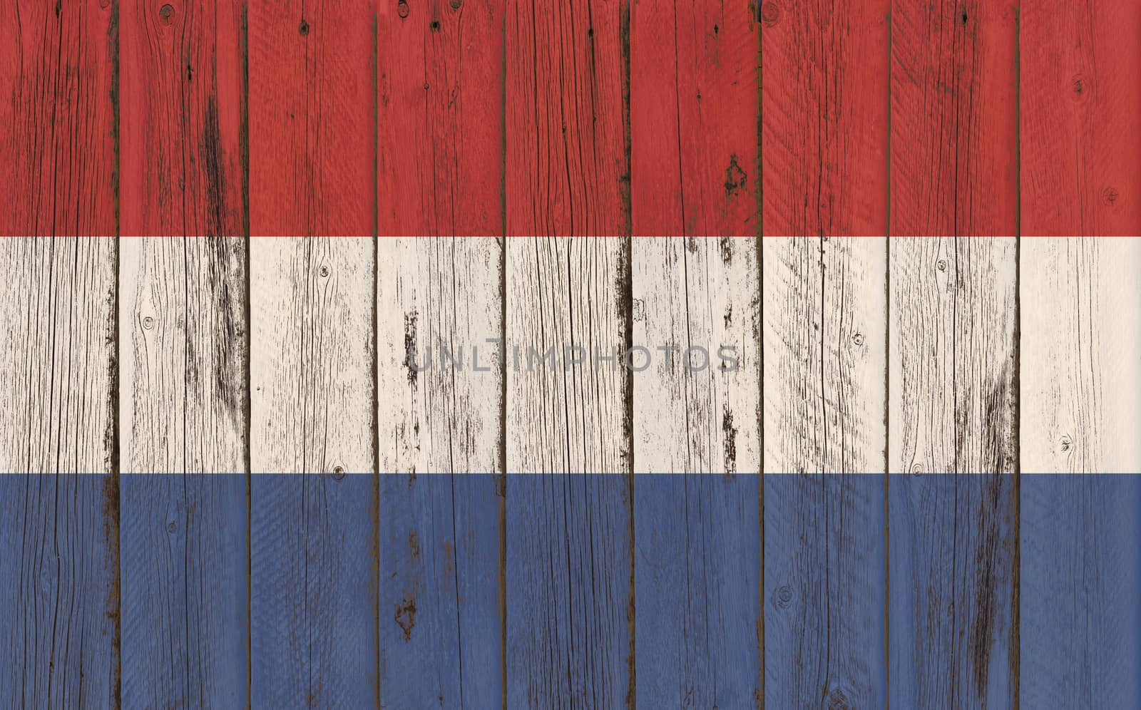 Flag of Netherlands painted on wooden frame
