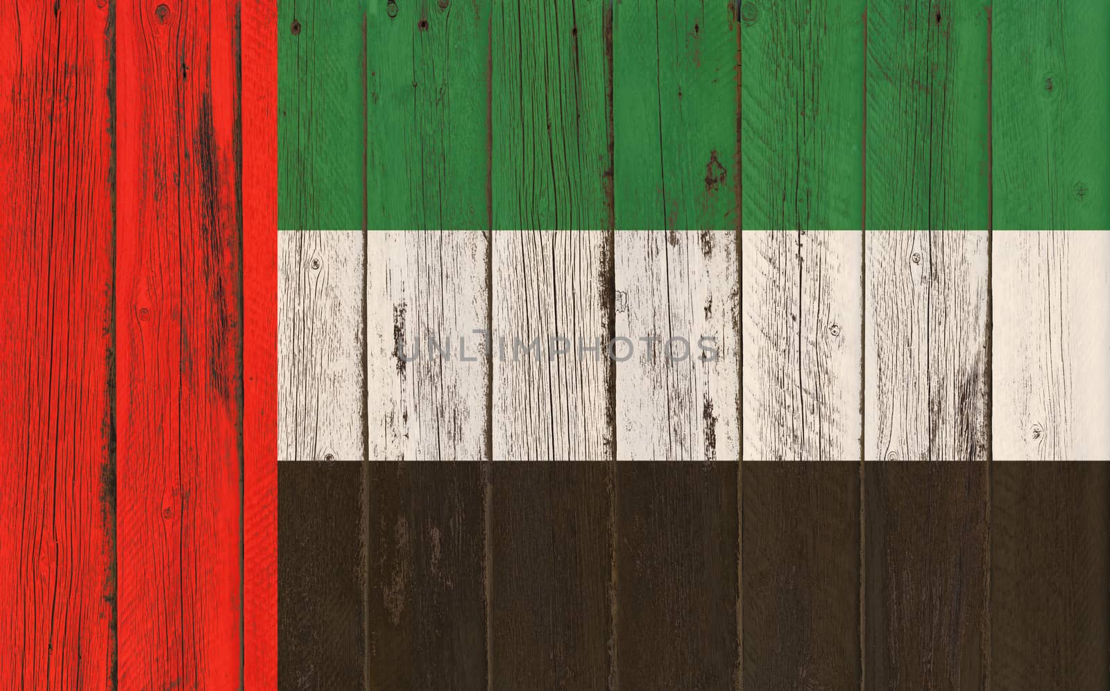 Flag of United Arab Emirates painted on wooden frame