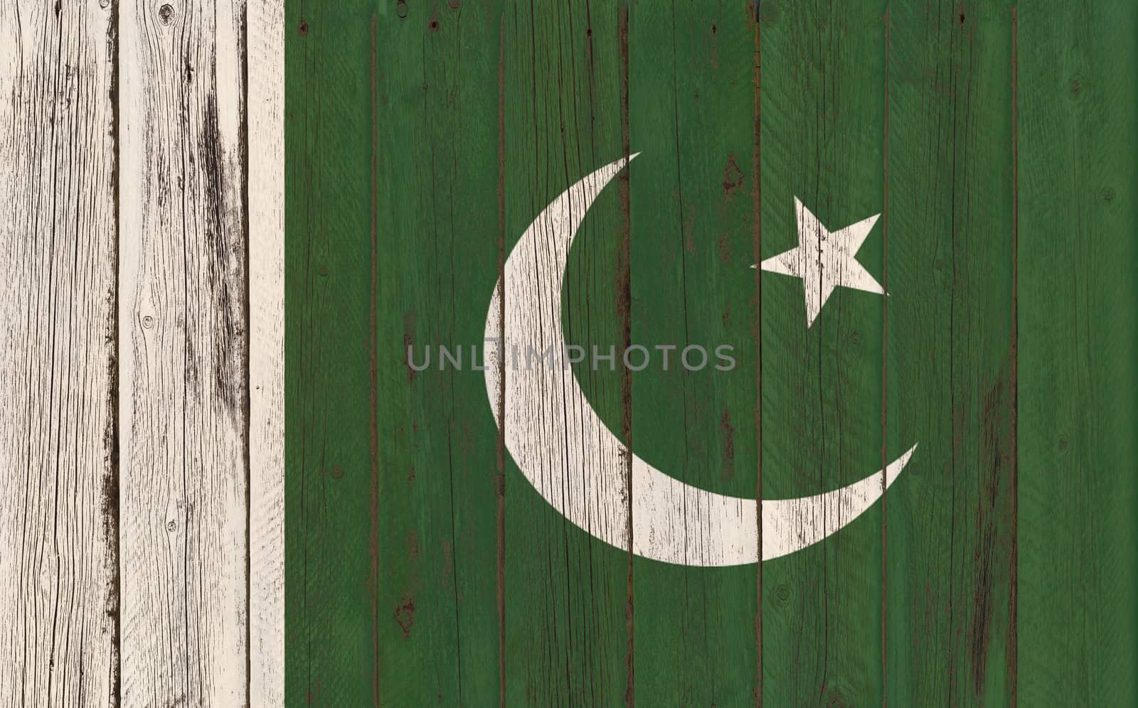 Flag of Pakistan painted on wooden frame