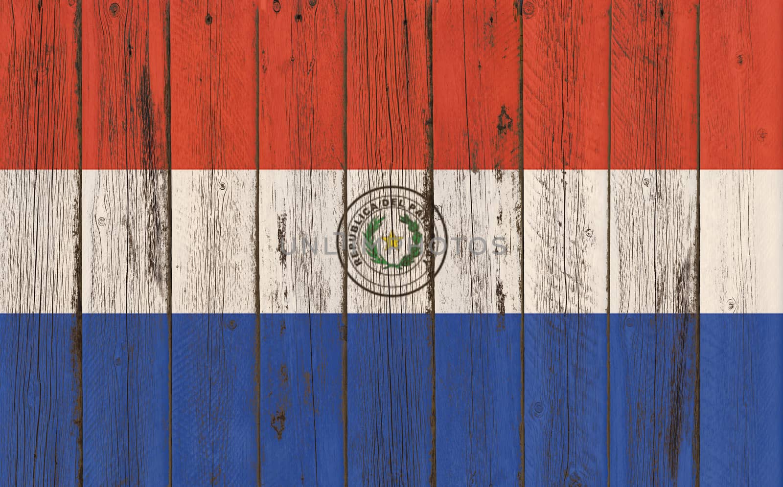 Flag of Paraguay painted on wooden frame