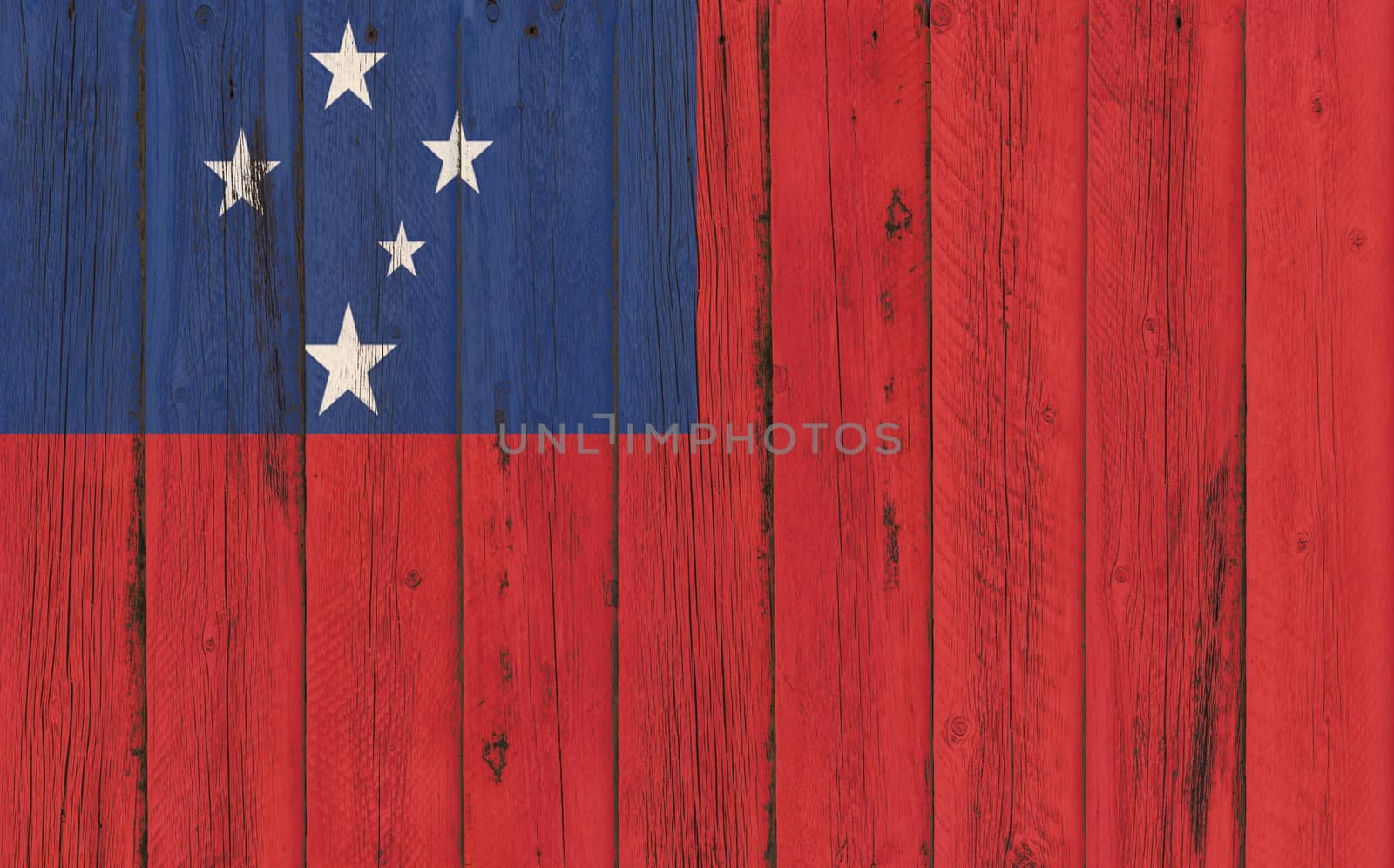 Flag of Samoa painted on wooden frame