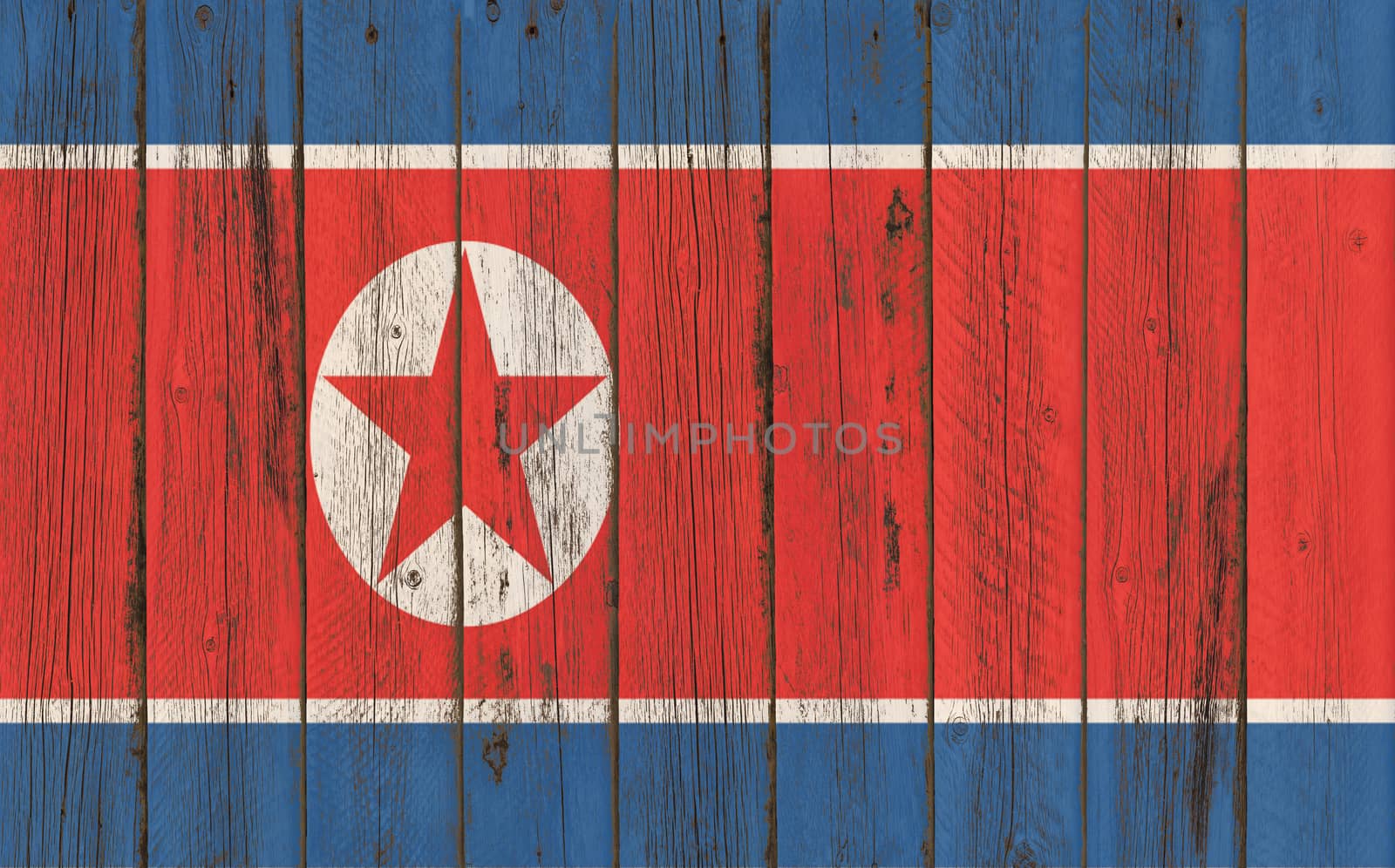 Flag of North Korea painted on wooden frame