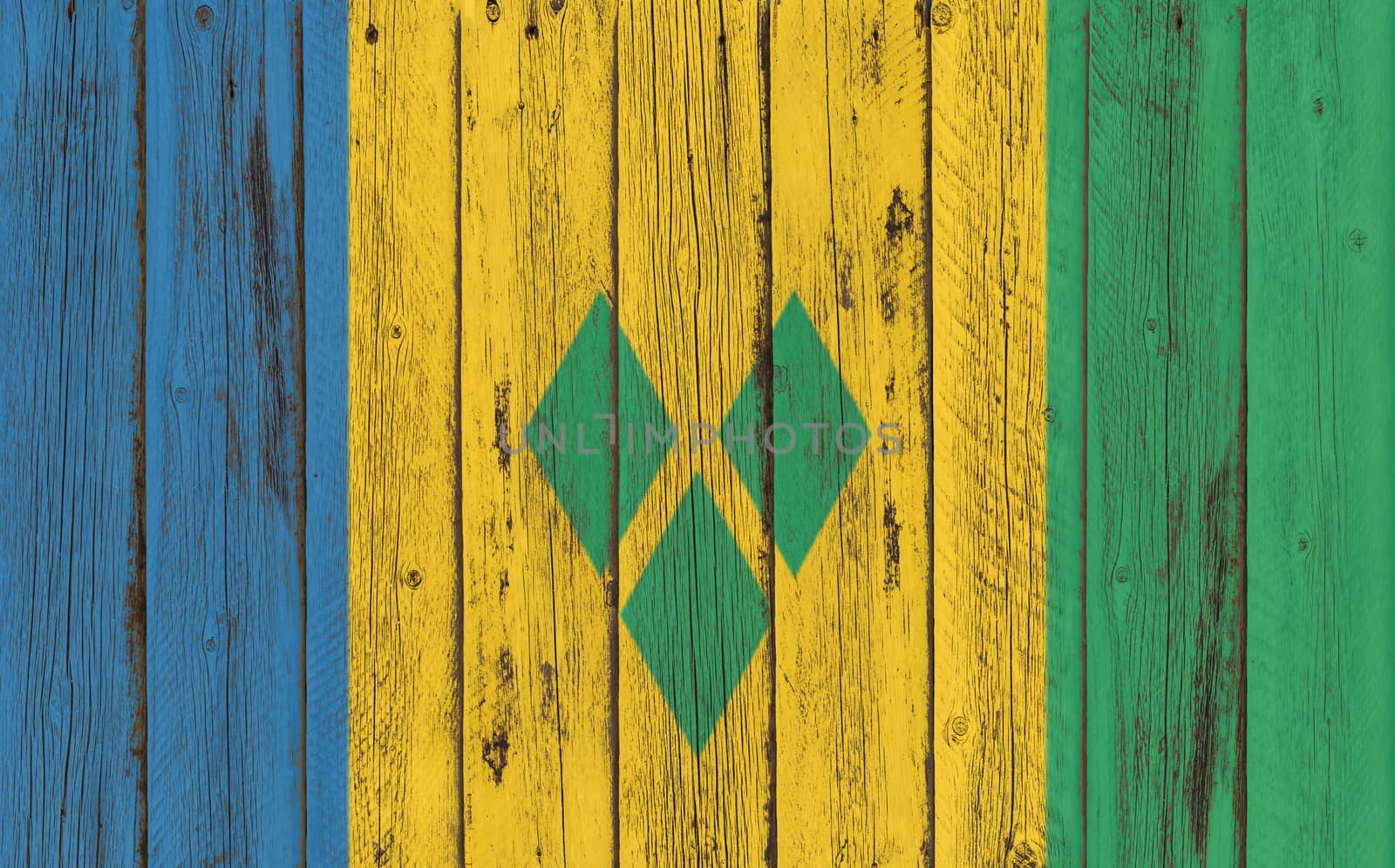 Flag of St. Vincent and the Grenadines painted on wooden frame by DGolbay