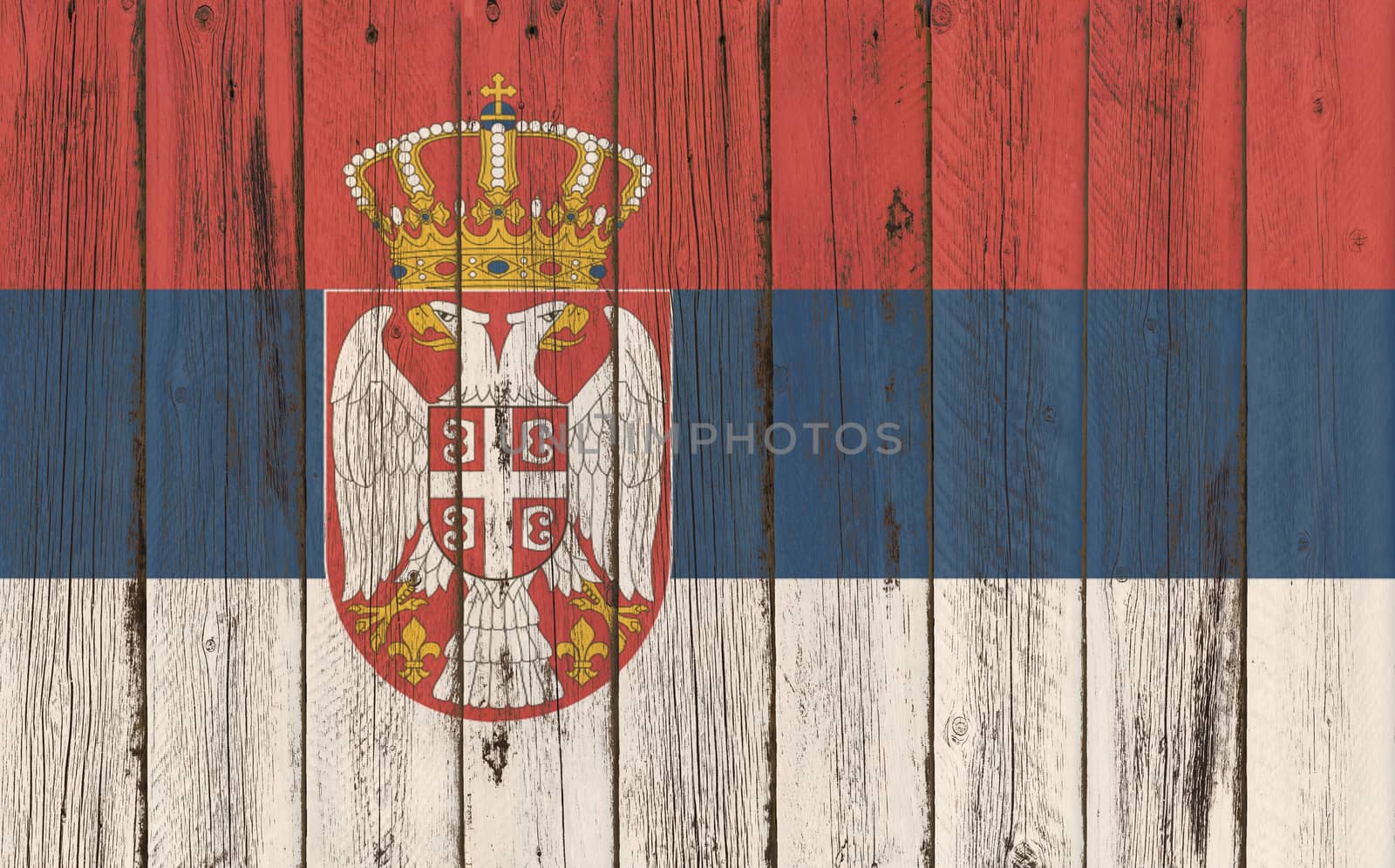 Flag of Serbia painted on wooden frame