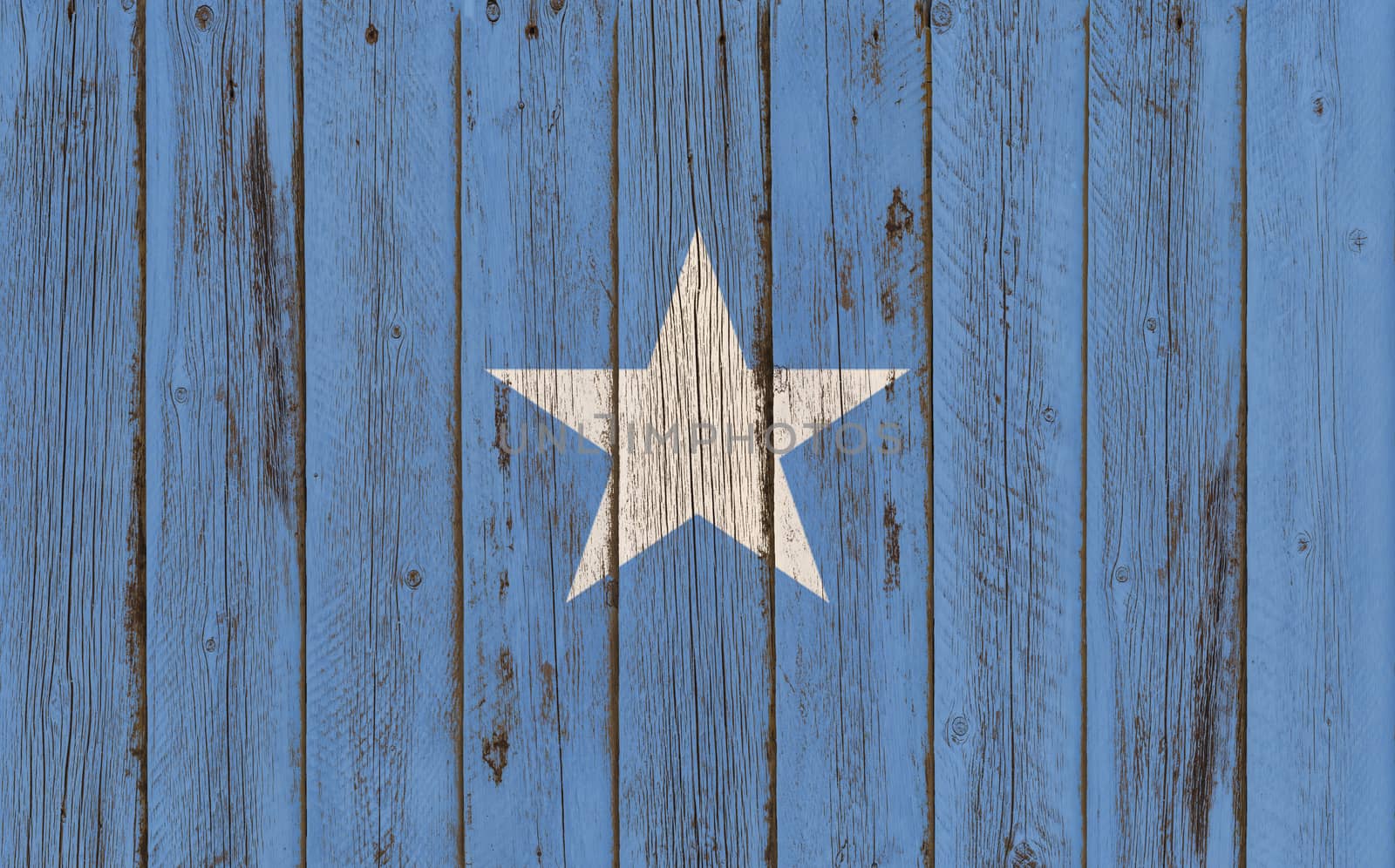 Flag of Somalia painted on wooden frame