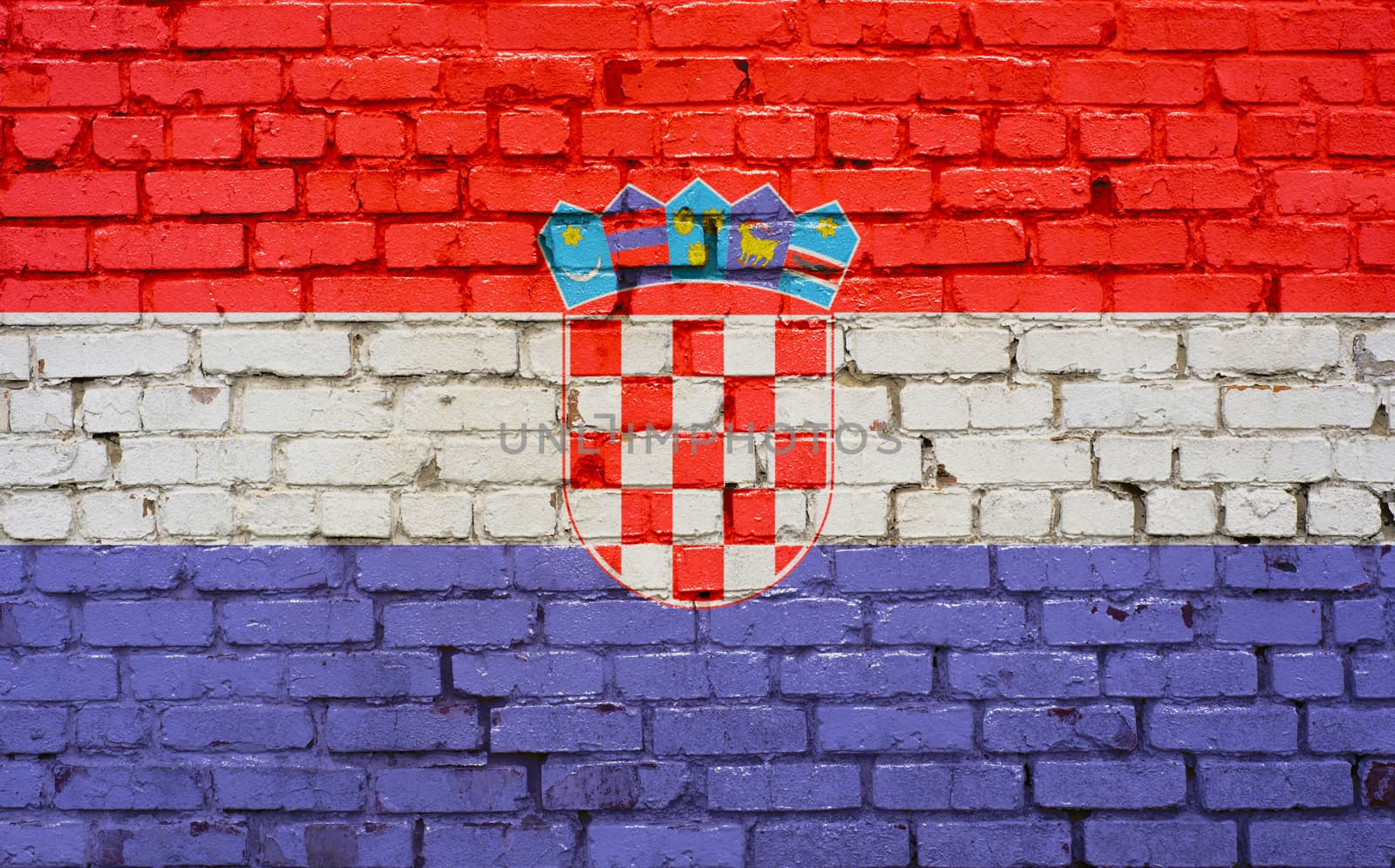 Flag of Croatia painted on brick wall, background texture