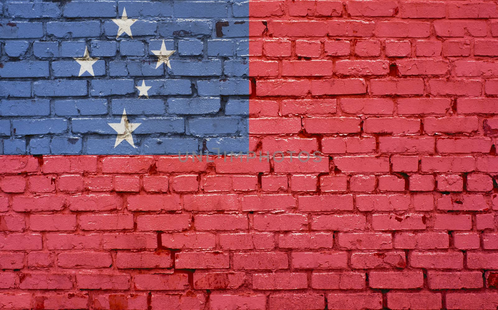 Flag of Samoa painted on brick wall, background texture