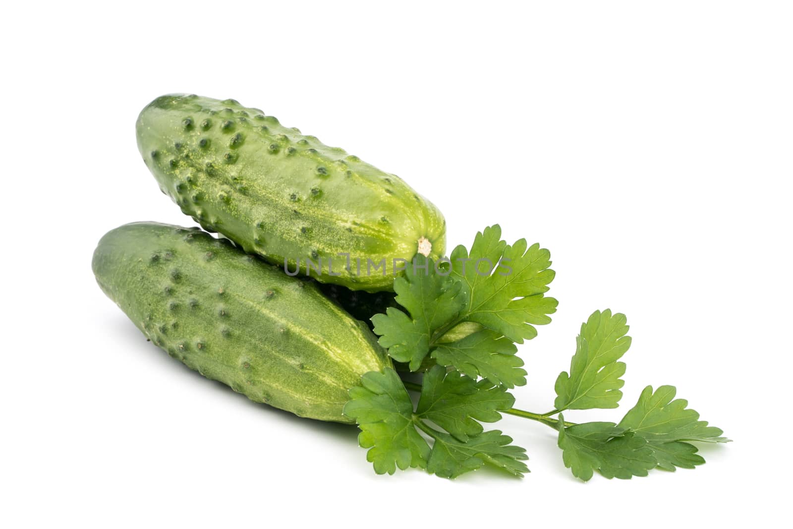 green cucumbers isolated on white background
