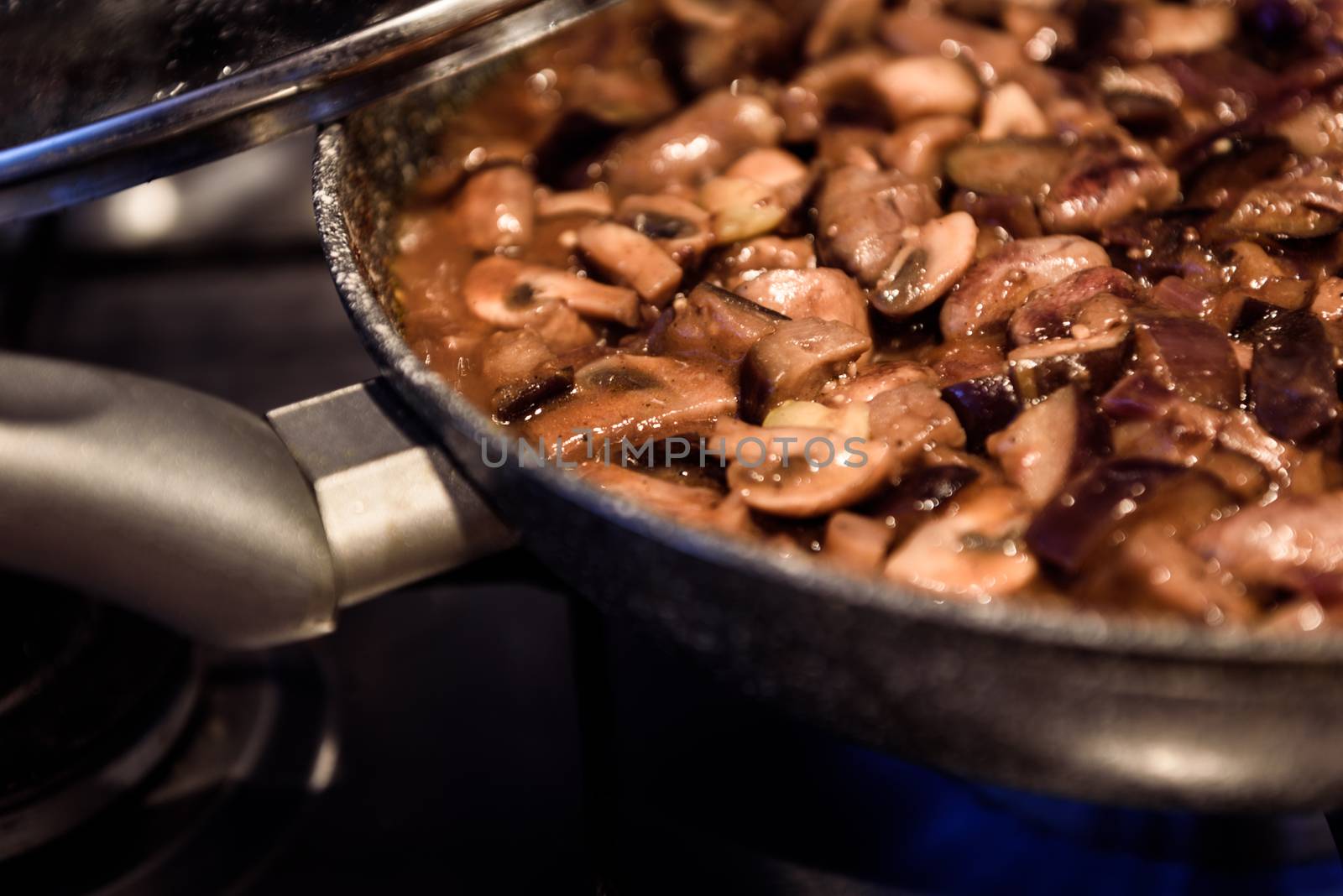 vegetable stew cooking in a pan on low heat