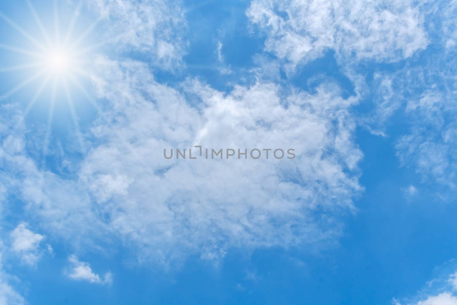 Clound in blue sky and sun for blackground by supirak