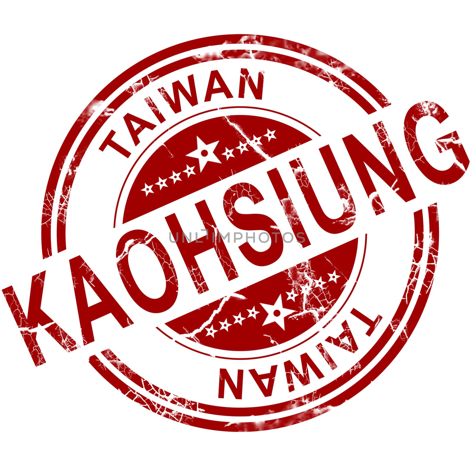 Red Kaohsiung stamp with white background, 3D rendering