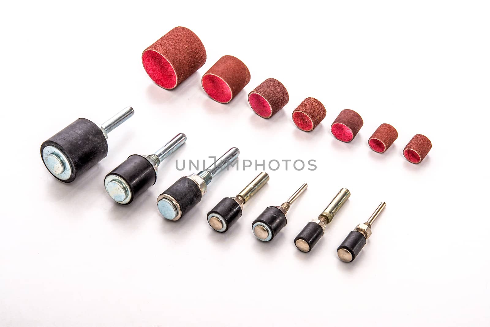 Sanding grinding and polishing sanding drill bit set photo on white background