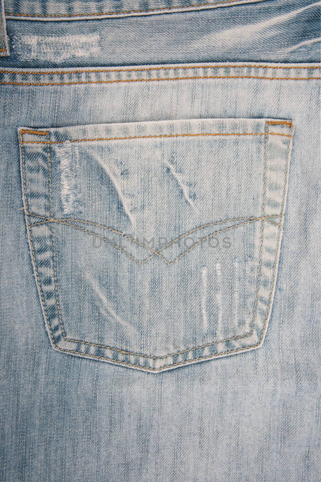 Empty back pocket of jeans