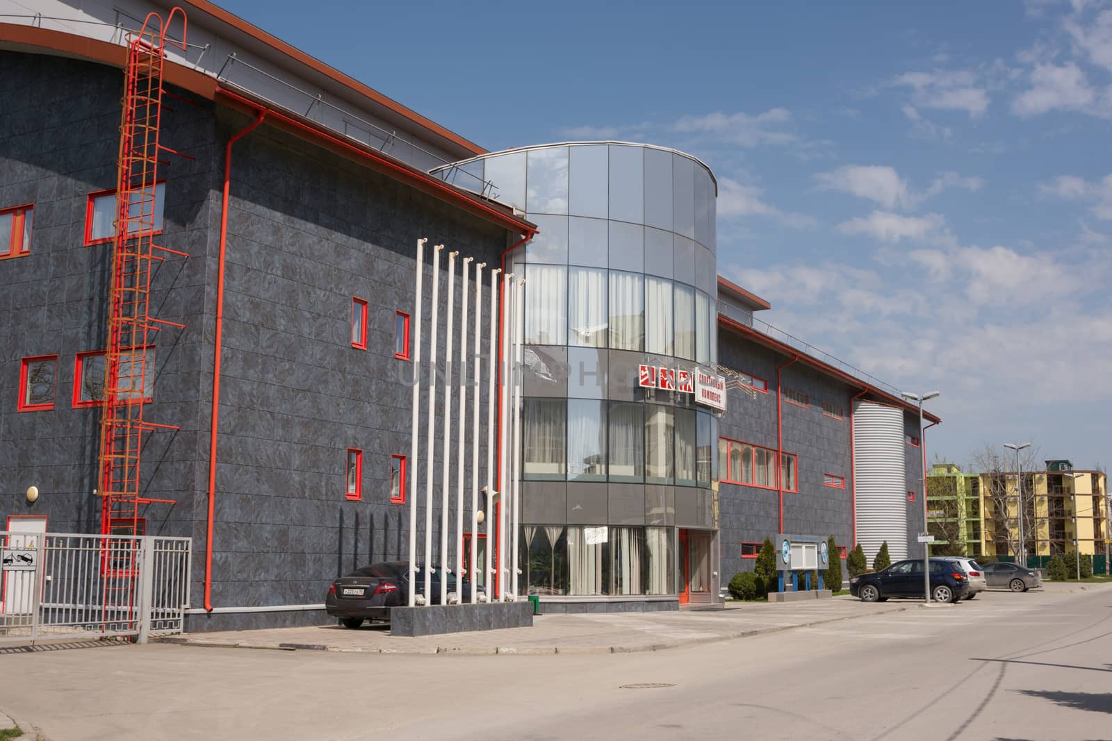 Vityazevo, Russia - April 22, 2016: Indoor sports and gaming complex "Vityaz" in the resort village Vityazevo, a suburb of Anapa