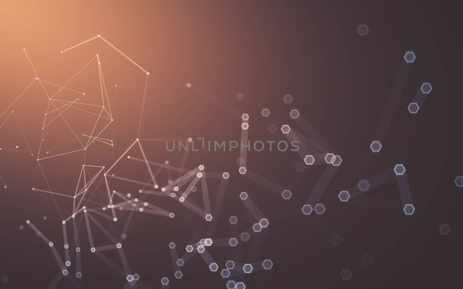 Abstract polygonal space low poly dark background with connecting dots and lines. Connection structure. 3d rendering