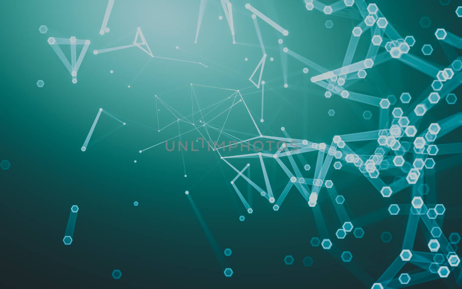 Abstract polygonal space low poly dark background with connecting dots and lines. Connection structure. 3d rendering