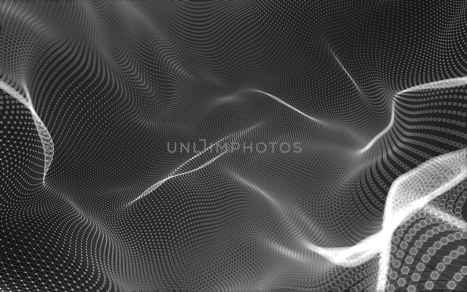 Abstract polygonal space low poly dark background with connecting dots and lines. Connection structure. 3d rendering