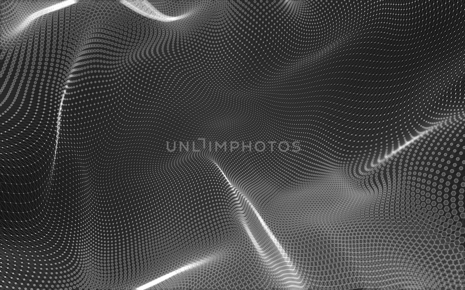 Abstract polygonal space low poly dark background, 3d rendering by teerawit