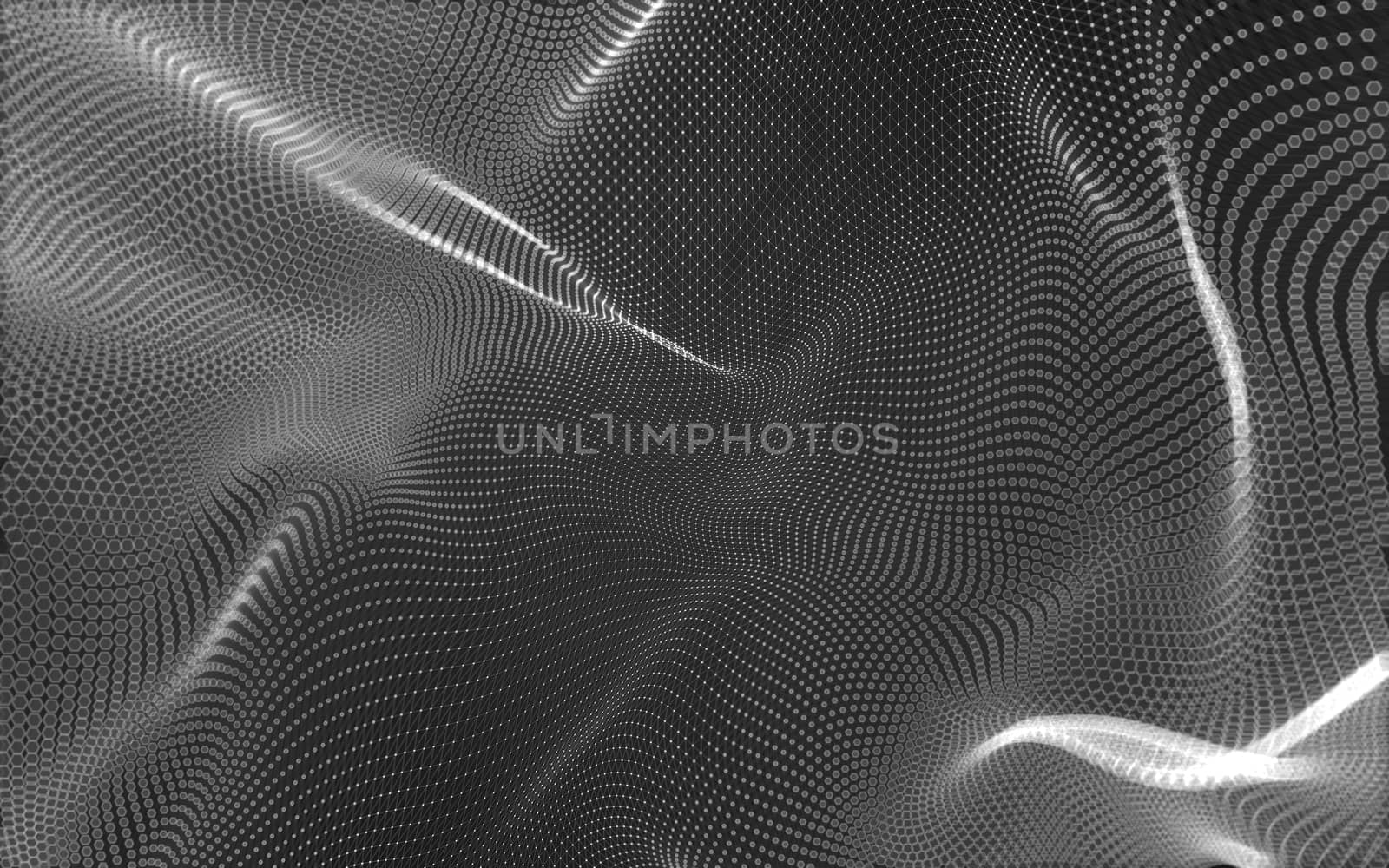 Abstract polygonal space low poly dark background with connecting dots and lines. Connection structure. 3d rendering