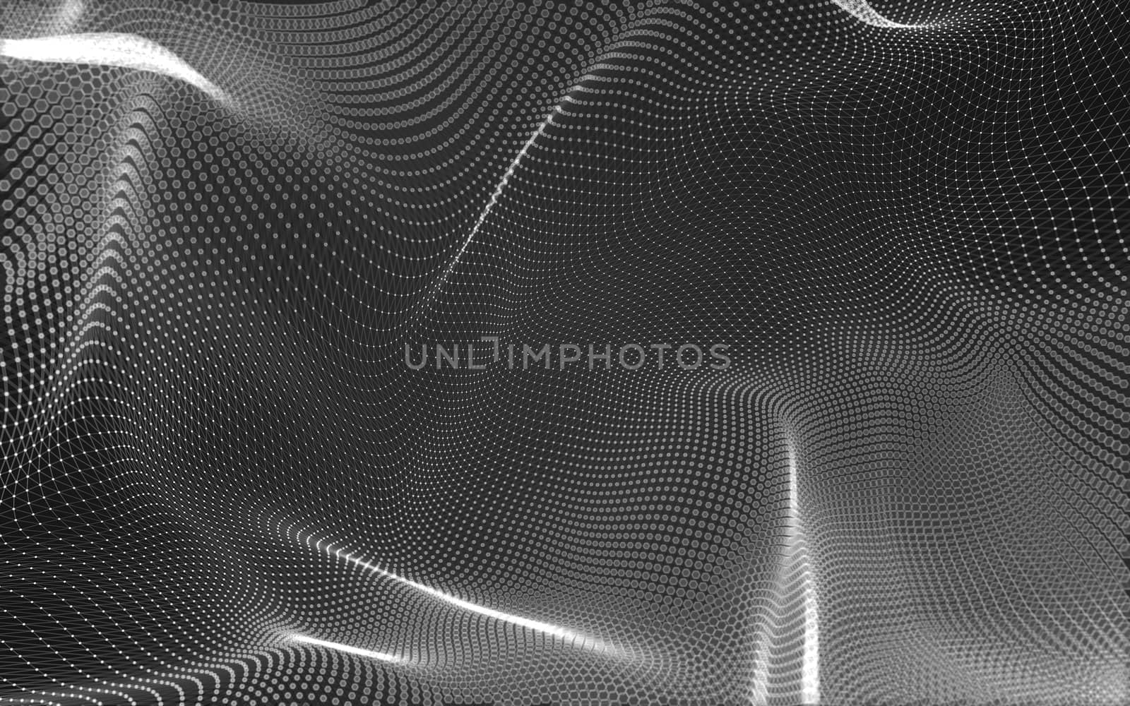 Abstract polygonal space low poly dark background, 3d rendering by teerawit