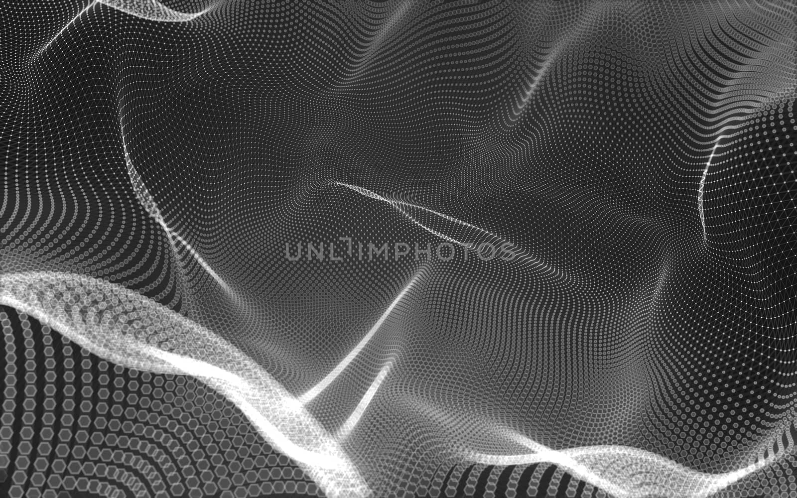 Abstract polygonal space low poly dark background with connecting dots and lines. Connection structure. 3d rendering