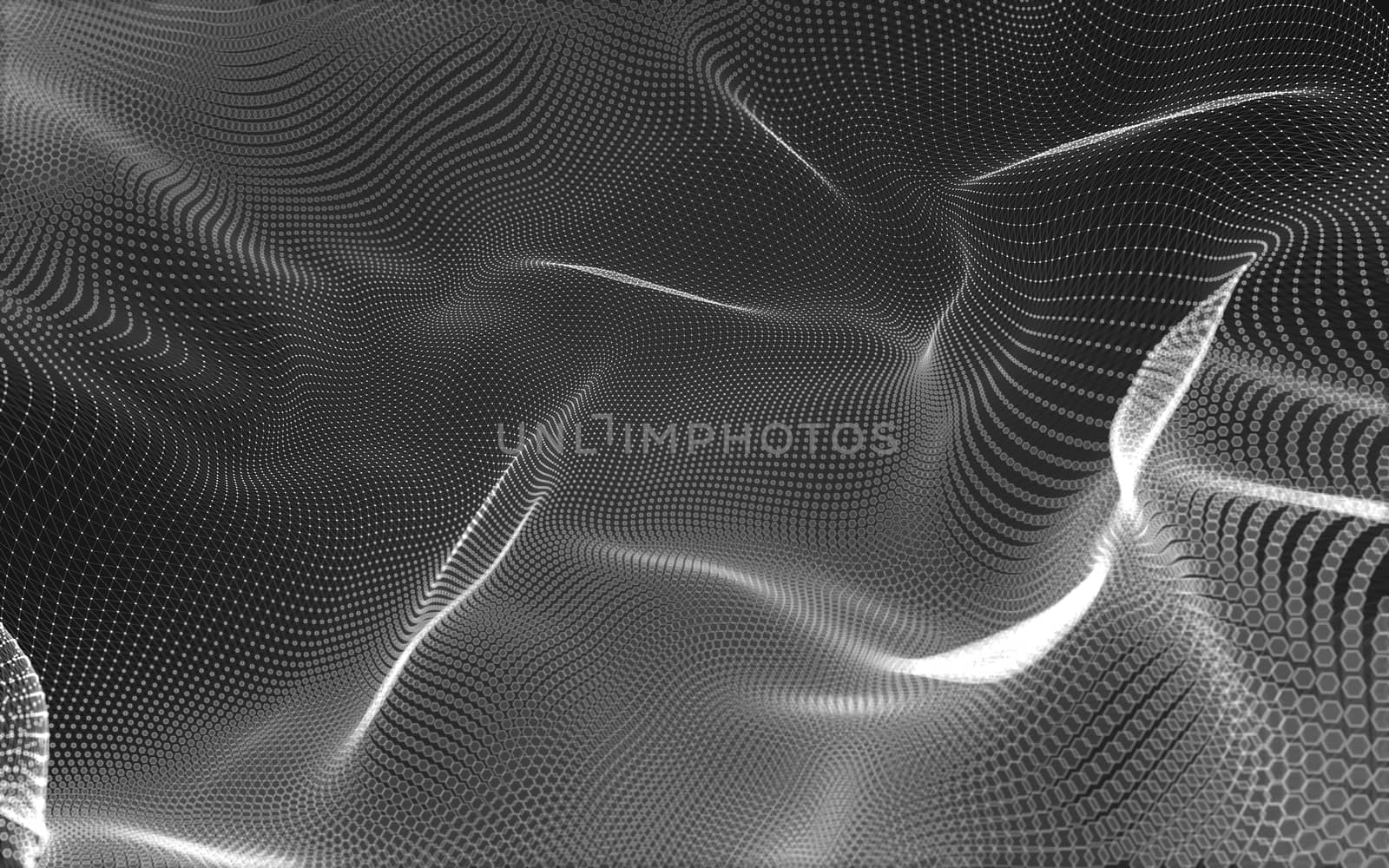 Abstract polygonal space low poly dark background, 3d rendering by teerawit