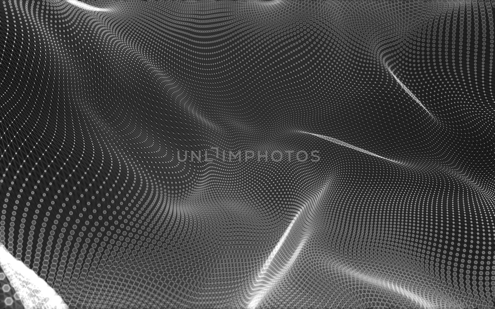 Abstract polygonal space low poly dark background, 3d rendering by teerawit