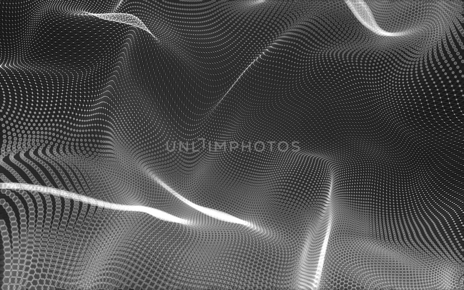 Abstract polygonal space low poly dark background, 3d rendering by teerawit