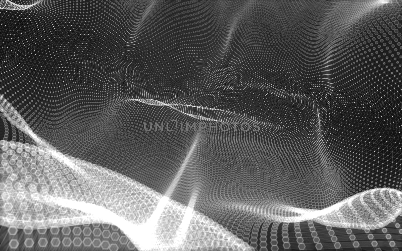 Abstract polygonal space low poly dark background with connecting dots and lines. Connection structure. 3d rendering